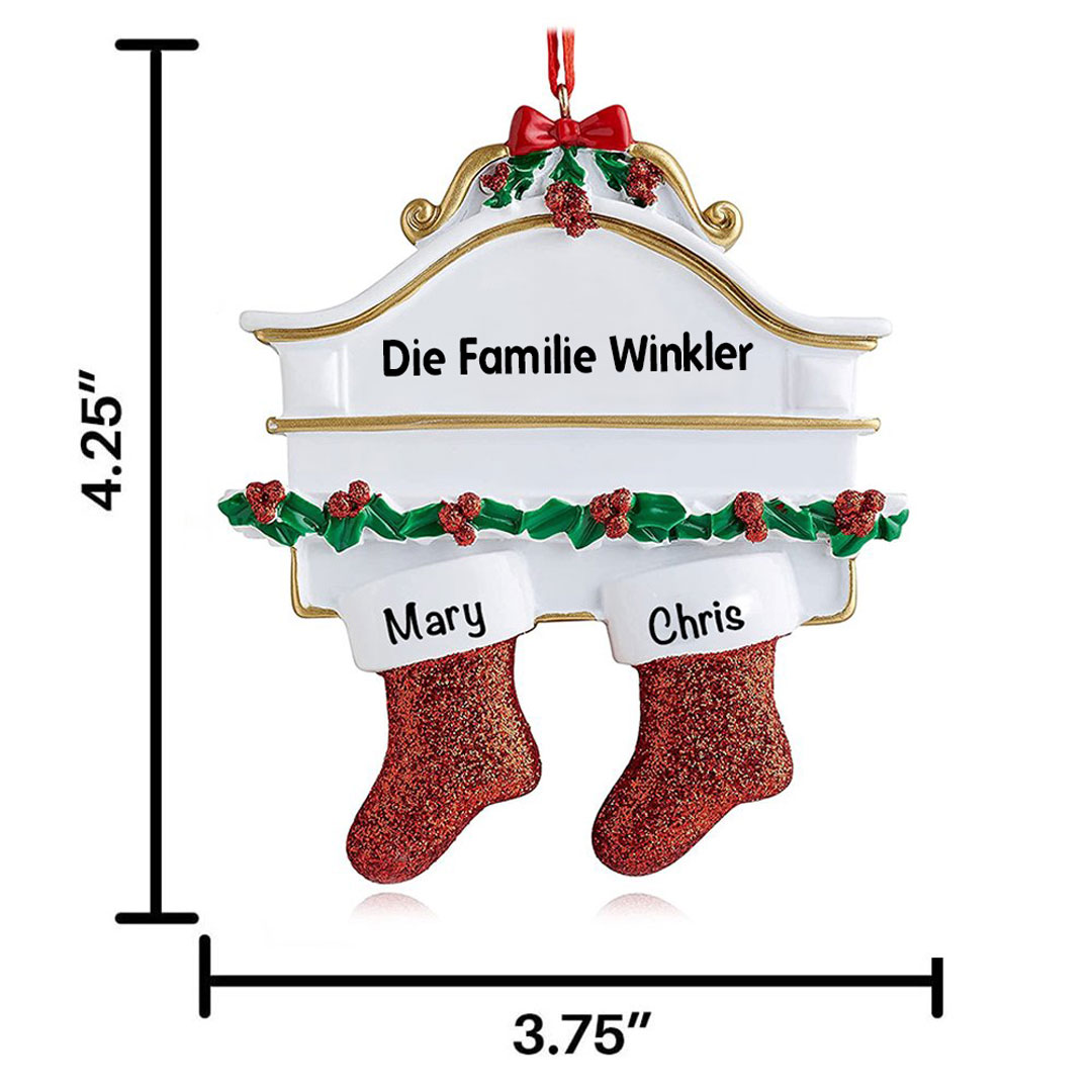 Holz Weihnachtsornament-Personalisiertes 2 Namen Text Rot Strümpfe Ornament Weihnachten Anhänger