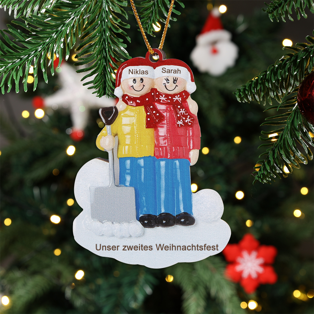 Holz Personalisierter Text & 2-5 Namen Familie Schneeschaufelteam Ornament Weihnachtsornament