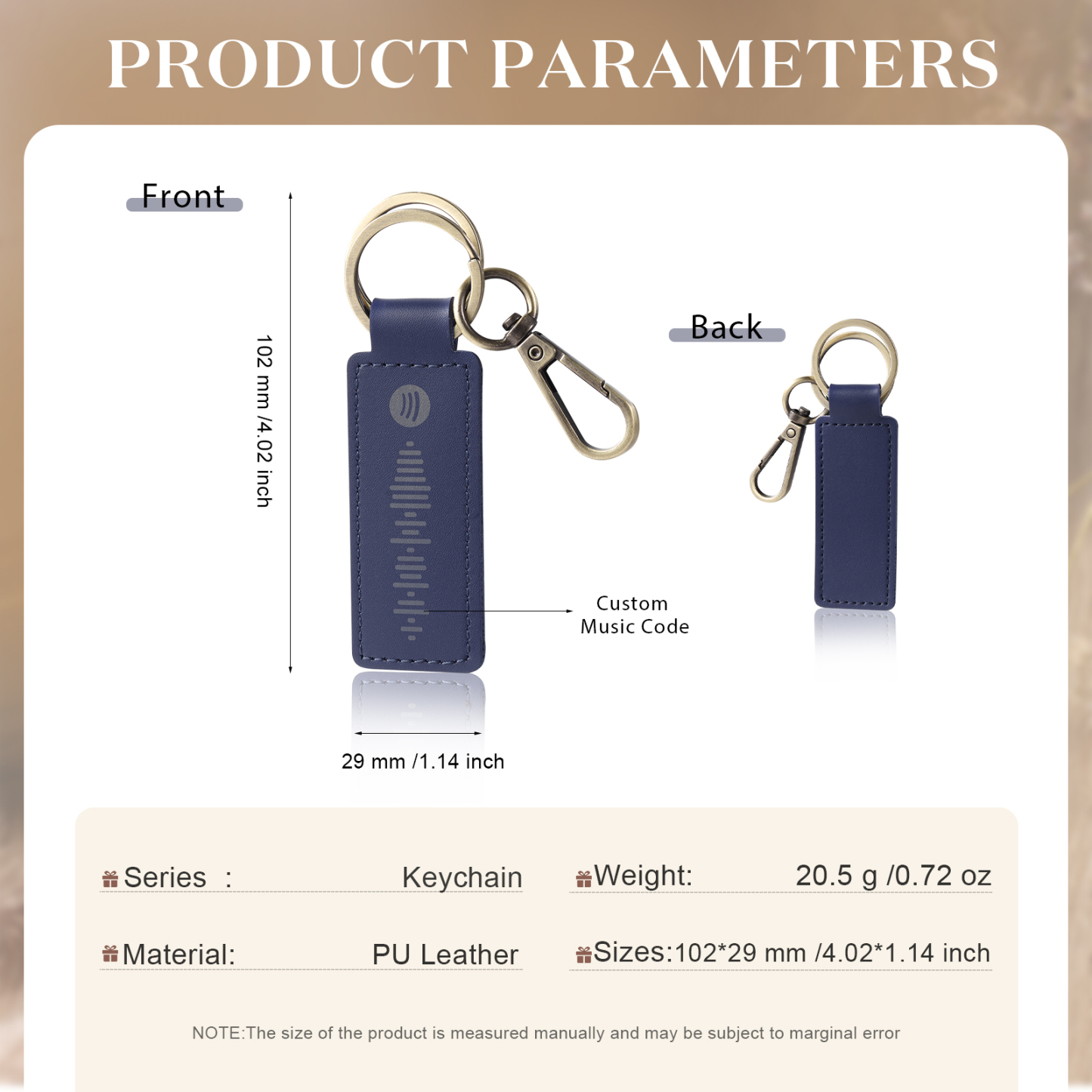 Personalisierter Spotify Code PU Leder Schlüsselanhänger