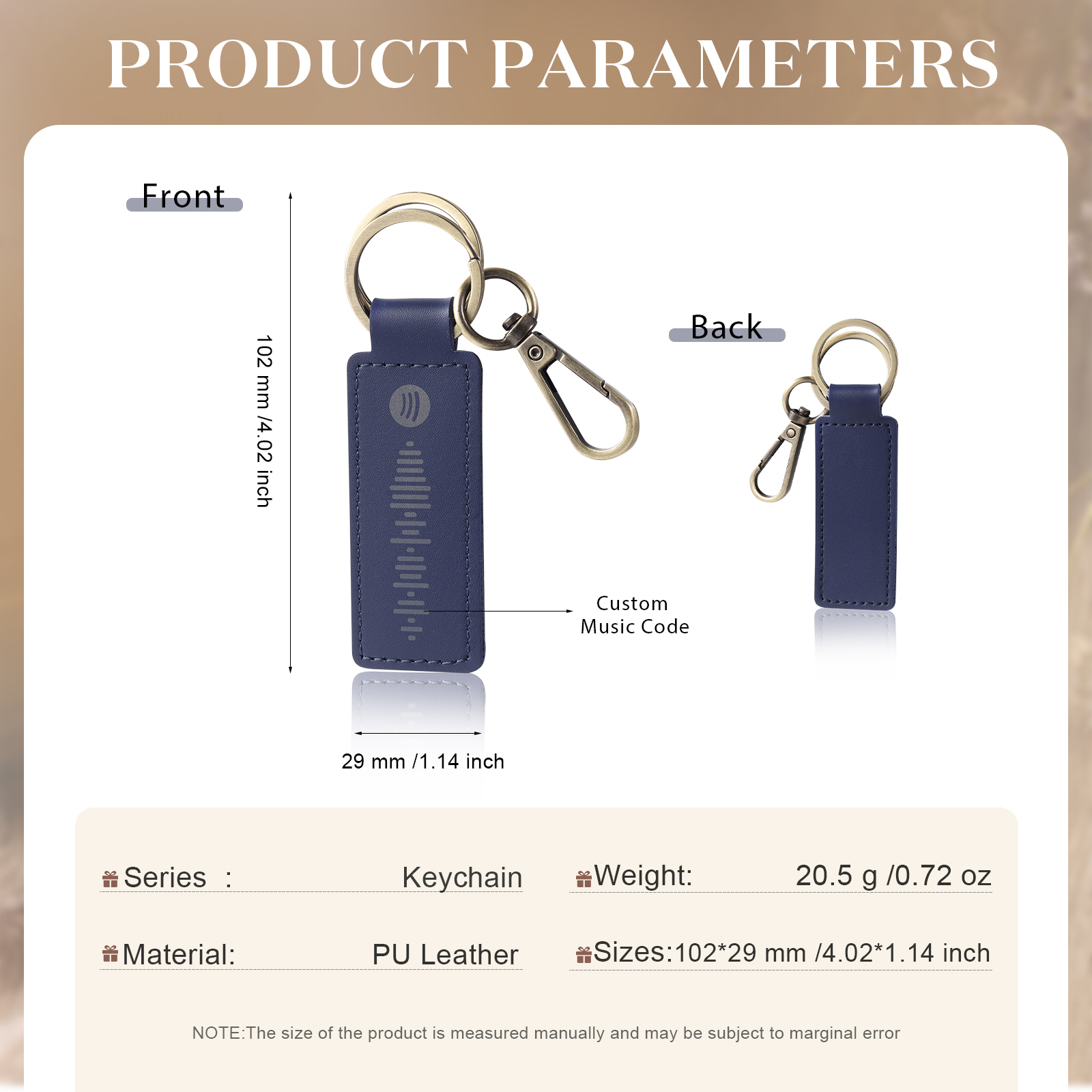 Personalisierter Spotify Code PU Leder Schlüsselanhänger