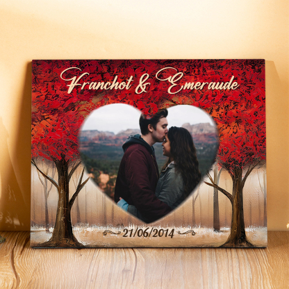 Pärchen Holzbild-Personalisierter 2 Namen & Datum & Foto Holzdekoration-für Paare