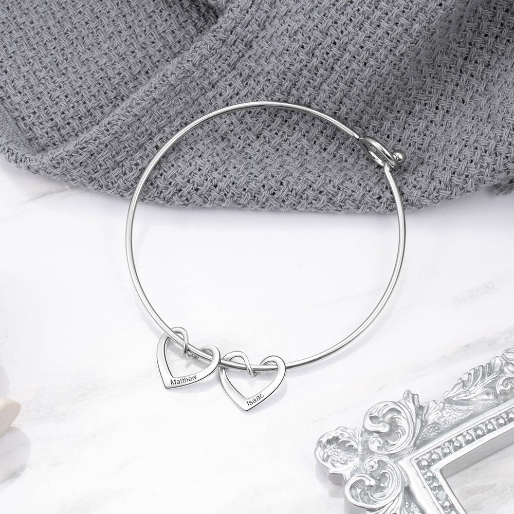 Damen Armband mit Gravuren 2 Herzen