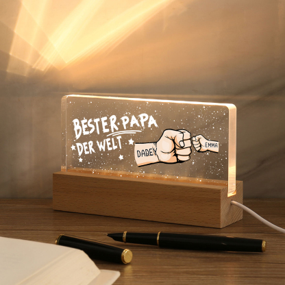 Personalisierte 2 Namen PAPA Faust Nachtlicht Geschenk für Vater-Bester Papa der Welt
