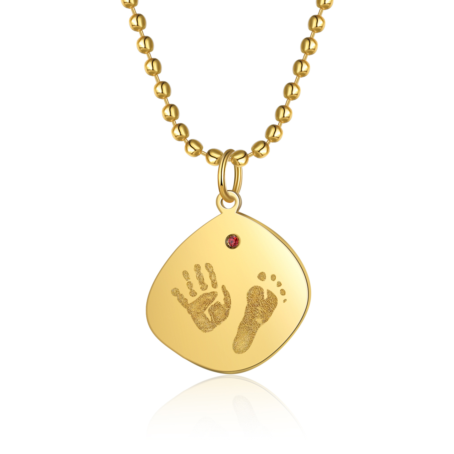 Personalisierte Baby Hand und Fuß Halskette mit Text, Name und Geburtsstein Graviert Geschenke für Mutter