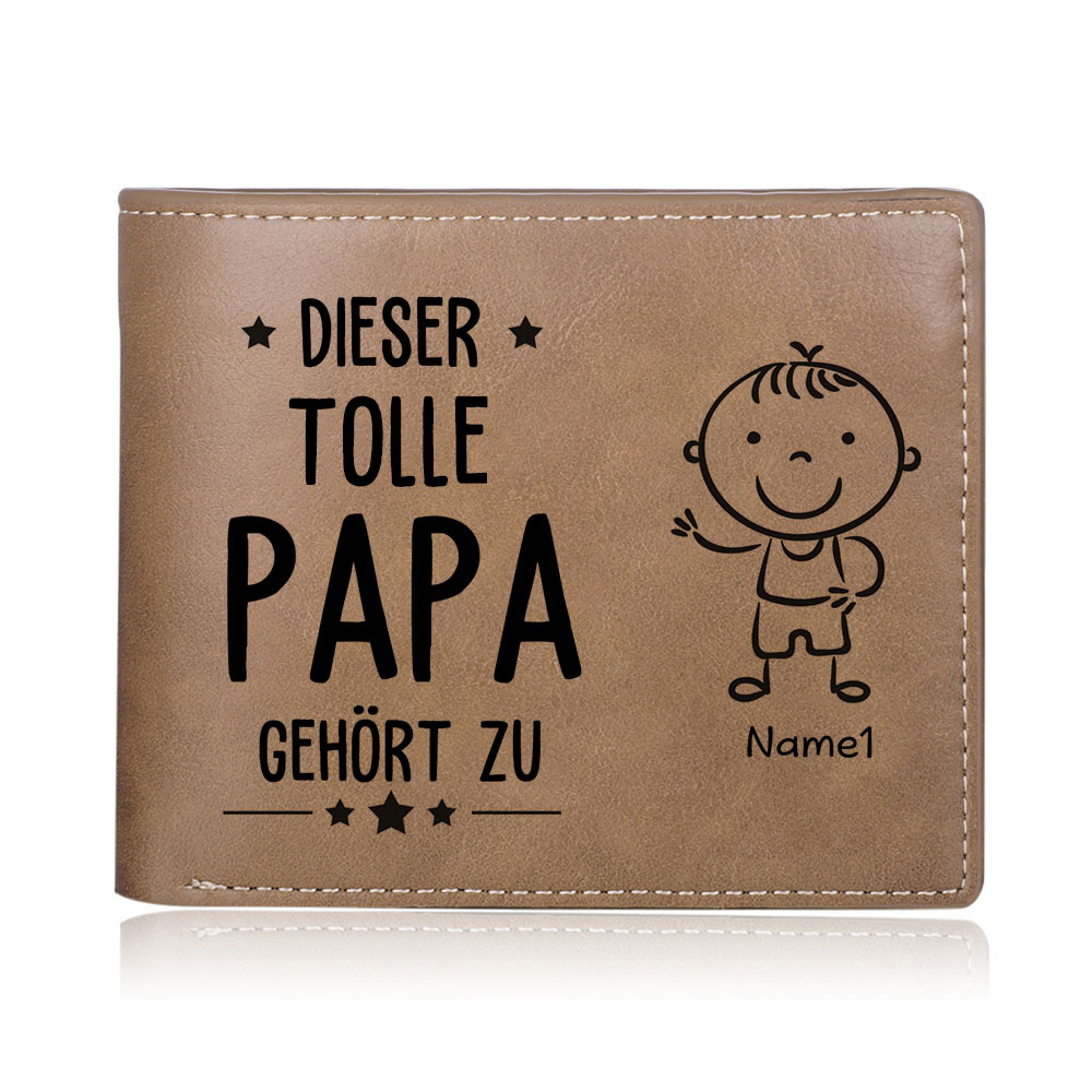 Kettenmachen Personalisierte 1 Name & Foto-Dieser tolle Papa gehört
PU Leder Kurze Geldbörse für Vater 23.99