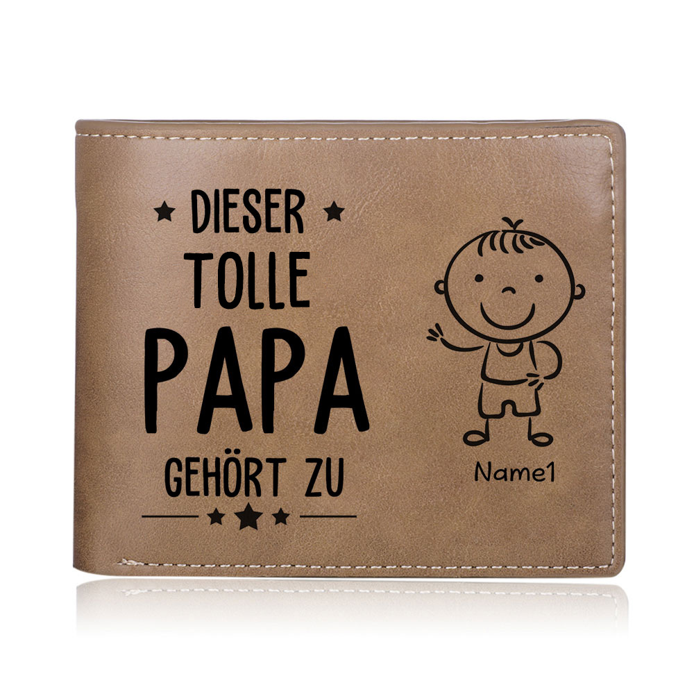 Kettenmachen Personalisierte 1 Name & Foto-Dieser tolle Papa gehört
PU Leder Kurze Geldbörse für Vater 23.99