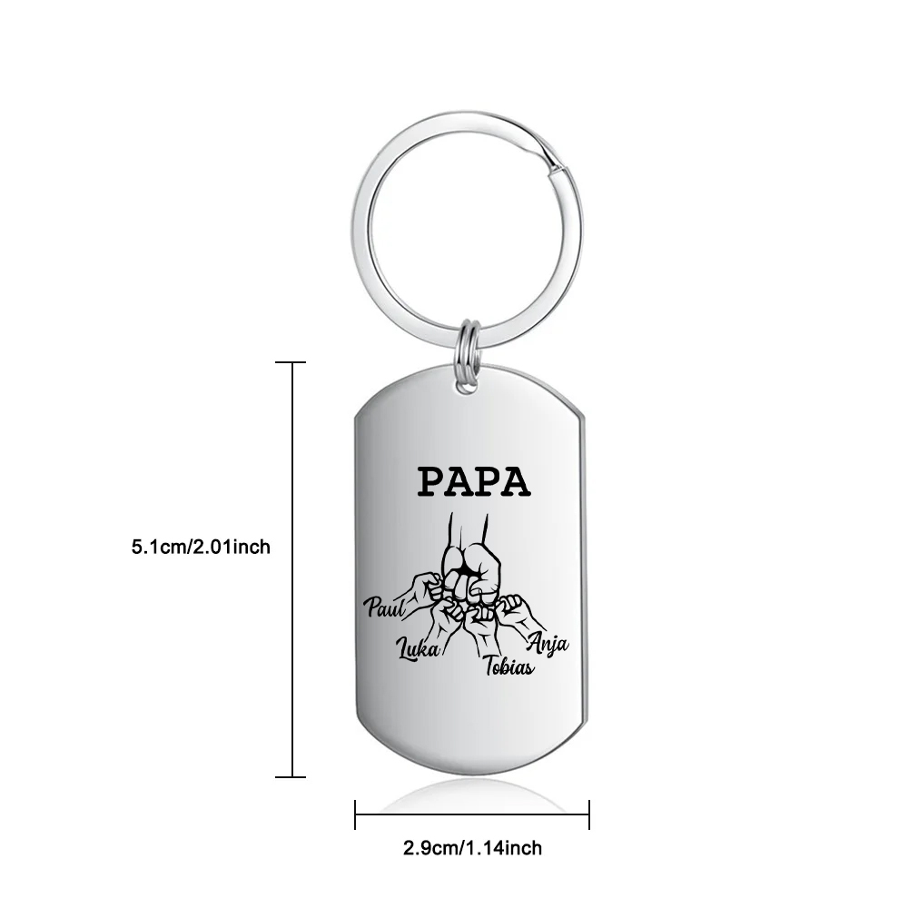 Personalisierbarer 4 Namen Papa/Opa Faust Schlüsselanhänger-Lieber Papa/Opa du hast ja bereits uns-Geschenk für Vater Vatertag