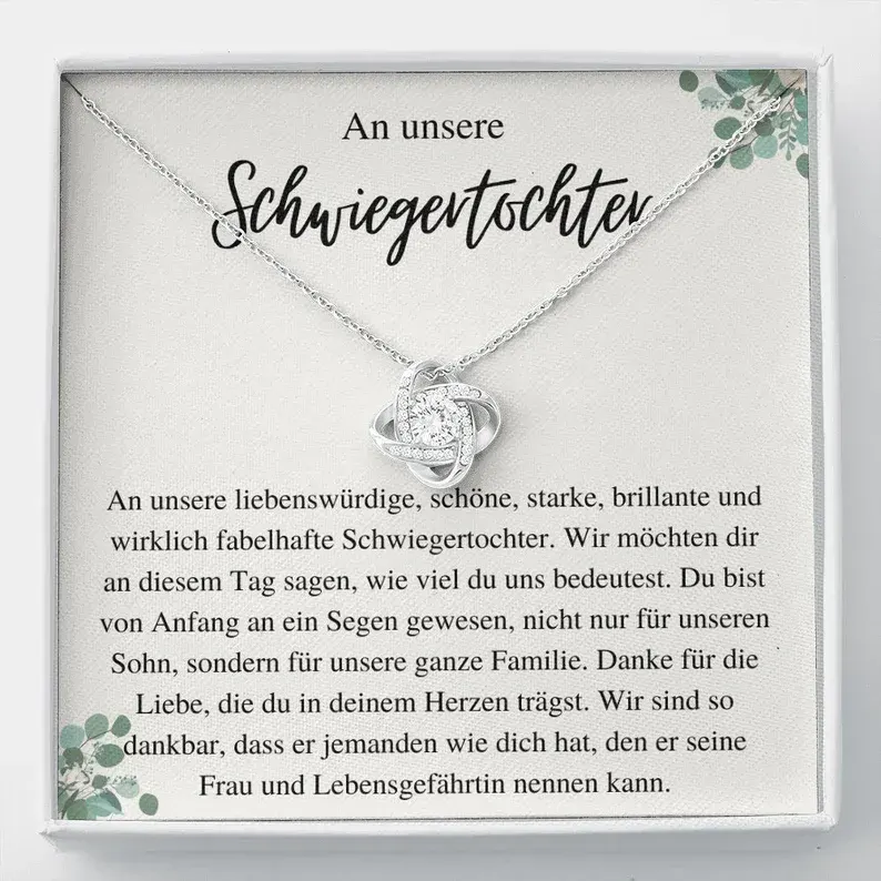 925  Sterling Silber Halskette-An unsere Schwiegertochter-Geschenk mit Nachrichtenkarte