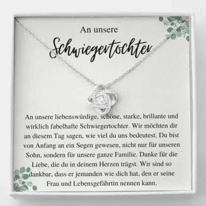 925  Sterling Silber Halskette-An unsere Schwiegertochter-Geschenk mit Nachrichtenkarte