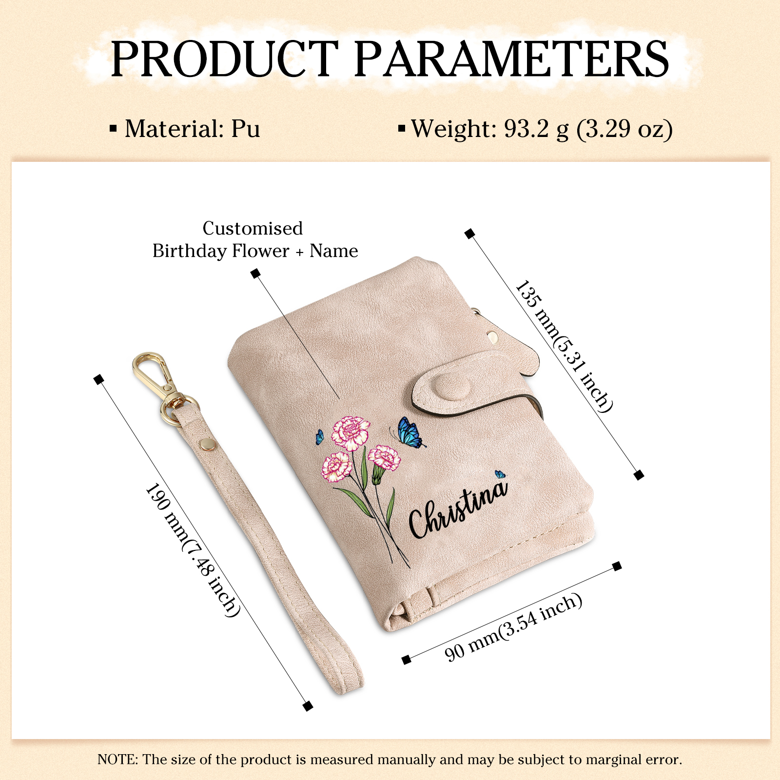 Personalisierter 1 Name & Geburtsblume & Foto Geldbörse & Foto & Datum Schlüsselanhänger Geschenkpackung Geschenkset mit Karte für Frau Freundin
