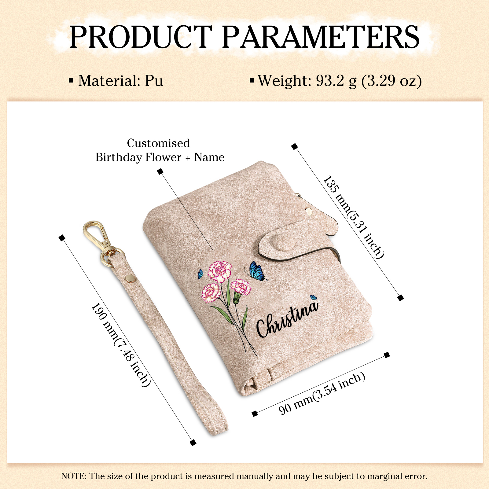 Personalisierter 1 Name & Geburtsblume & Foto Geldbörse & 2 Namen & Foto Schlüsselanhänger Geschenkpackung Geschenkset mit Karte für Frau Freundin