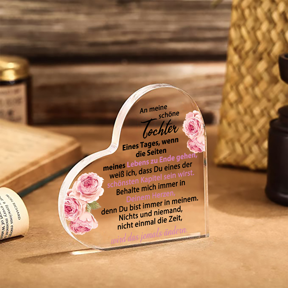 Acryl-Schreibtischschild „Tochter I Love You“ – Mit Holzständer, 10,2x10,2 Cm, Geschenk Für Tochter Von Mutter