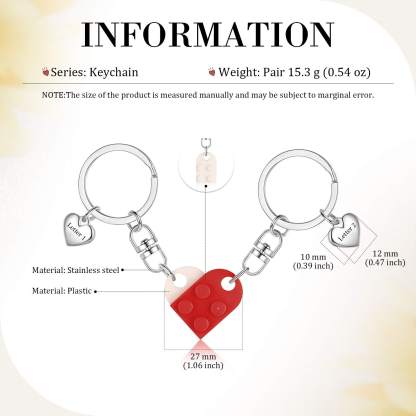 Personalisierbare 2 Buchstaben Herz Bausteine Paar Metall-Schlüsselanhänger