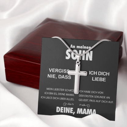 925 Sterling Silber An meine Sohn von Mama Kommunion Kreuz Halskette - Geschenk mit Nachrichtenkarte
