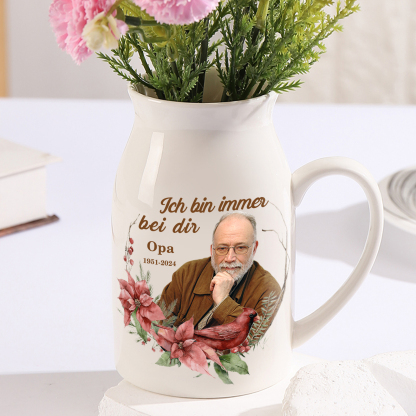 Personalisierter 1 Name & Text & Foto & Datum Kardinal Trauer Vase zum Gedenken