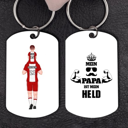 Personalisierbarer 2-4 Namen Schlüsselanhänger-Papa ist Held-Geschenk für Vater