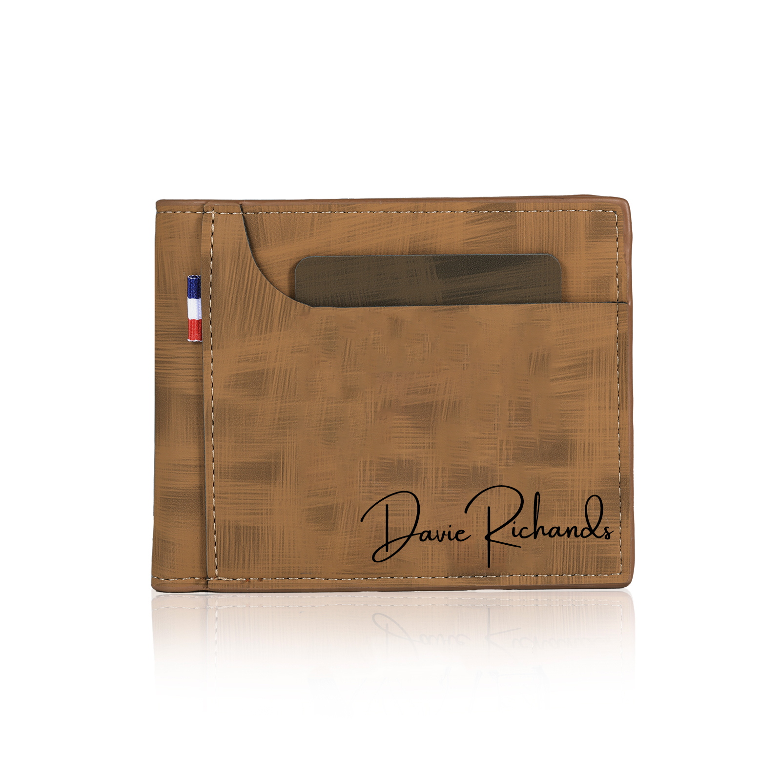 Personalisierter Name & Foto Leder Herren Geldbörse mit Kartenfach