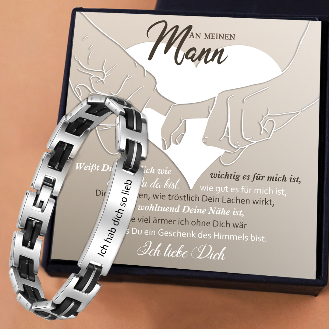 Herren Edelstahl Personalisiertes Text Armband-An meinen Mann Du bist ein Geschenk des Himmels-Geschenk mit Nachrichtenkarte