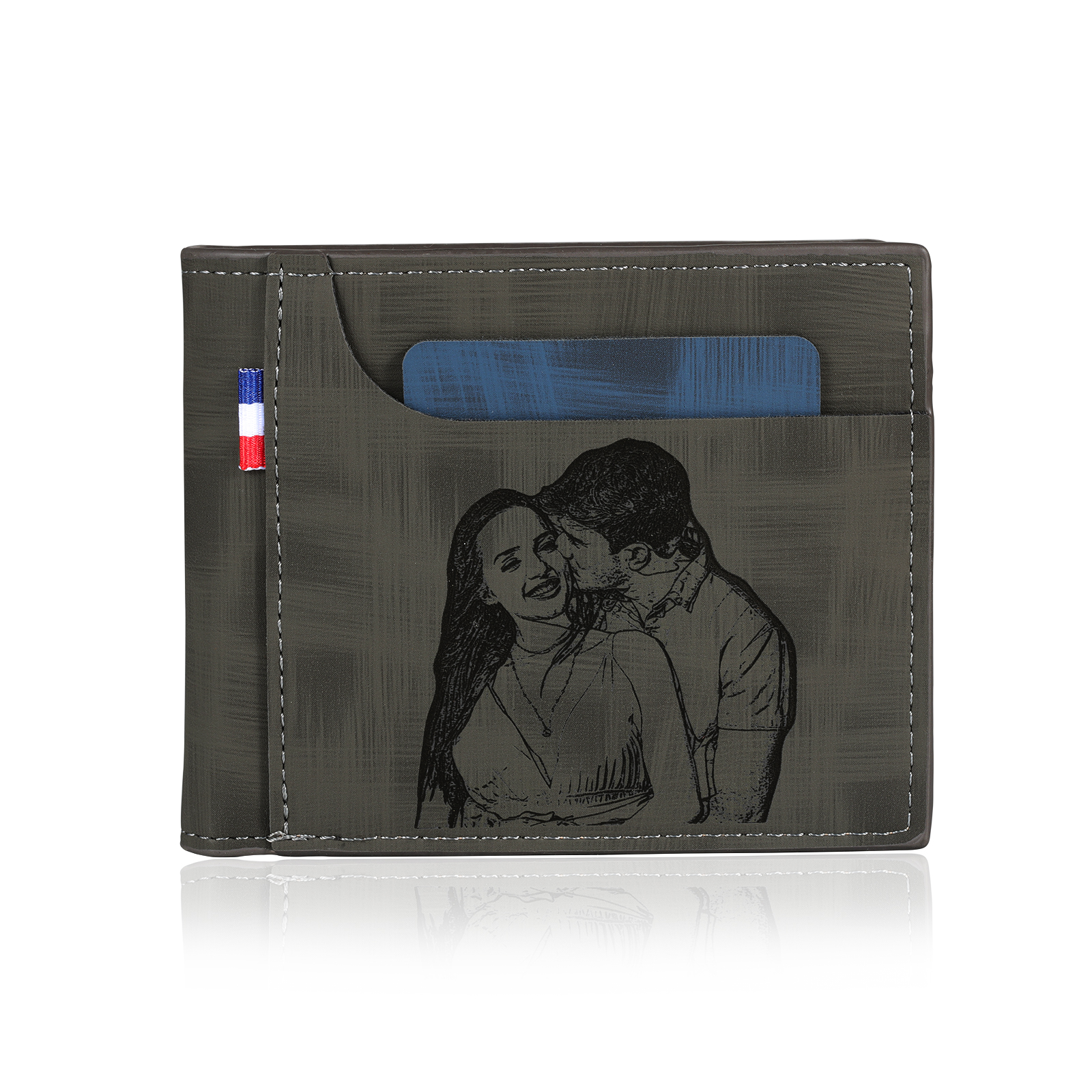 Personalisiertes Foto & Name & 1 Buchstabe Herren Geldbörse aus PU-Leder
