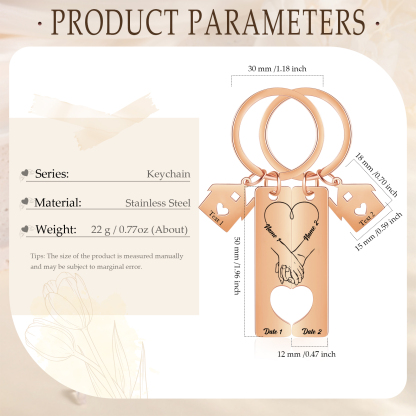 Personalisierbare 2 Texte & Datum & Namen Ausschnitt in Herzform Paar Metall-Schlüsselanhänger mit Haus Anhänger