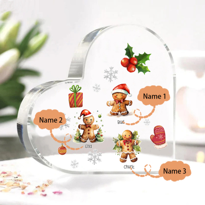 Personalisierte 3 Namen Lebkuchenmann Familie Weihnachten Acryl-Deko-Schreibtischdekoration