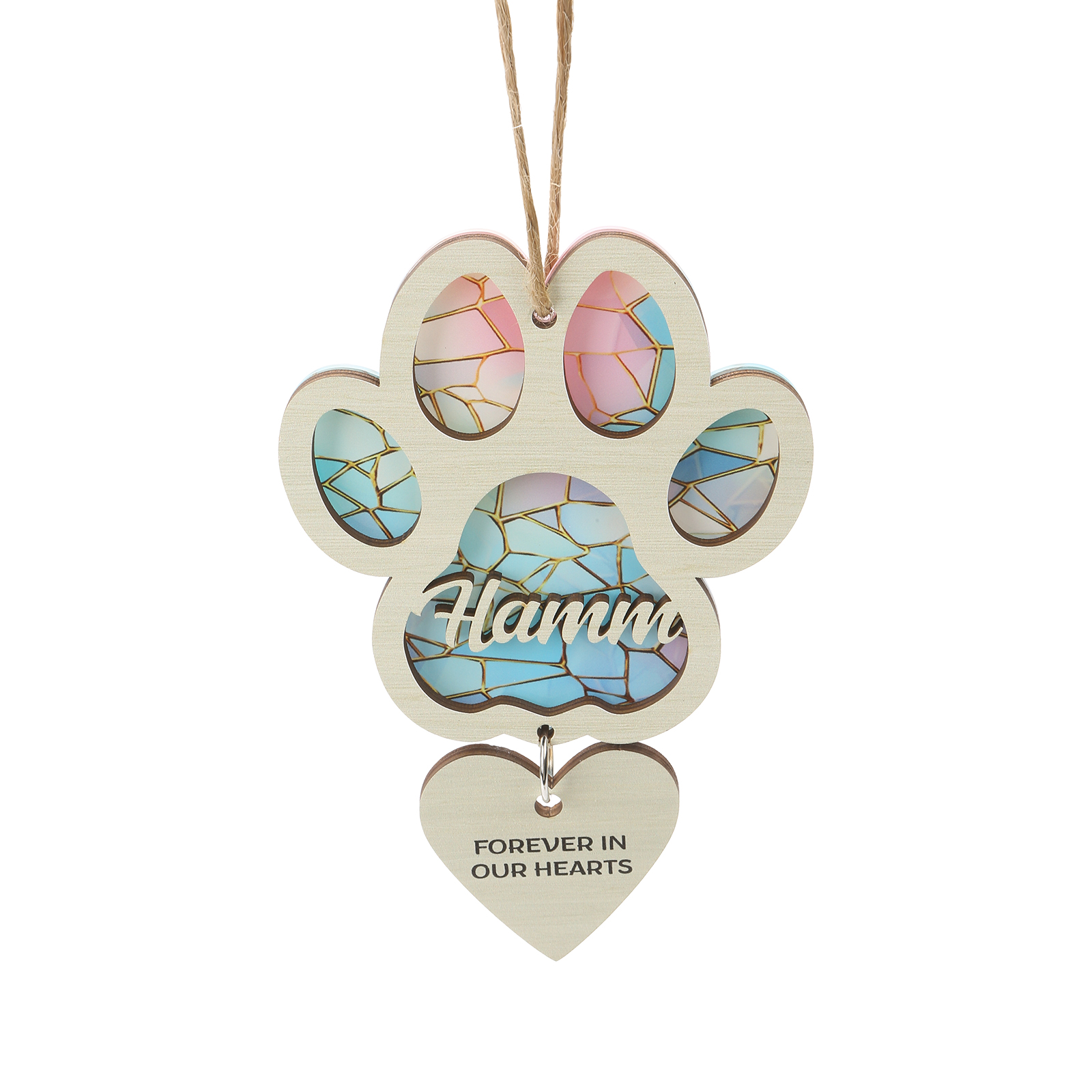 Personalisierter Pfoten-Anhänger mit Herz – Weihnachtsornament & Erinnerungsgeschenk für Haustierliebhaber