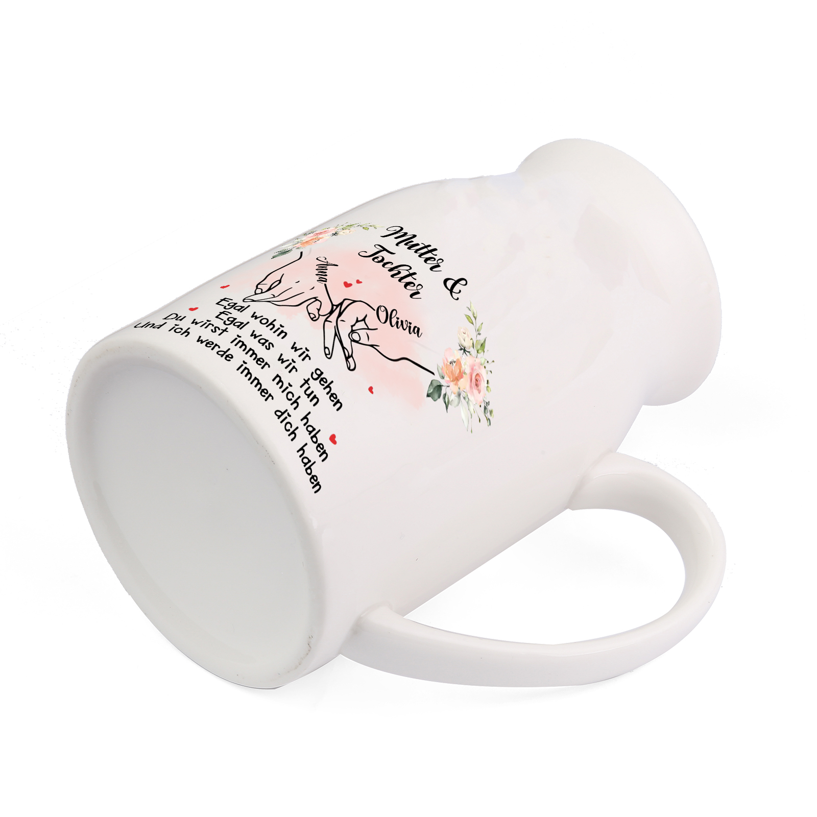 Personalisierte 2 Namen & Geburtsblumen-Mutter & Tochter- Gießvase mit Henkel Mama Vase-Pefektes Geschenk für Mama/Tochter