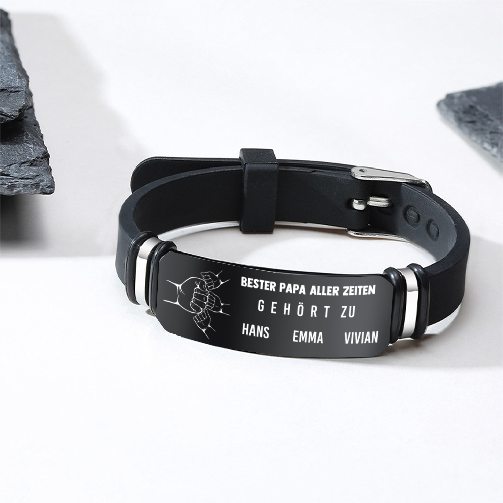 Herren Personalisierter 1-7 Namen & Faust Leder Armband-Bester PAPA aller Zeiten gehört zu....