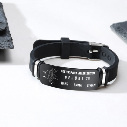 Herren Personalisierter 1-7 Namen & Faust Leder Armband-Bester PAPA aller Zeiten gehört zu....