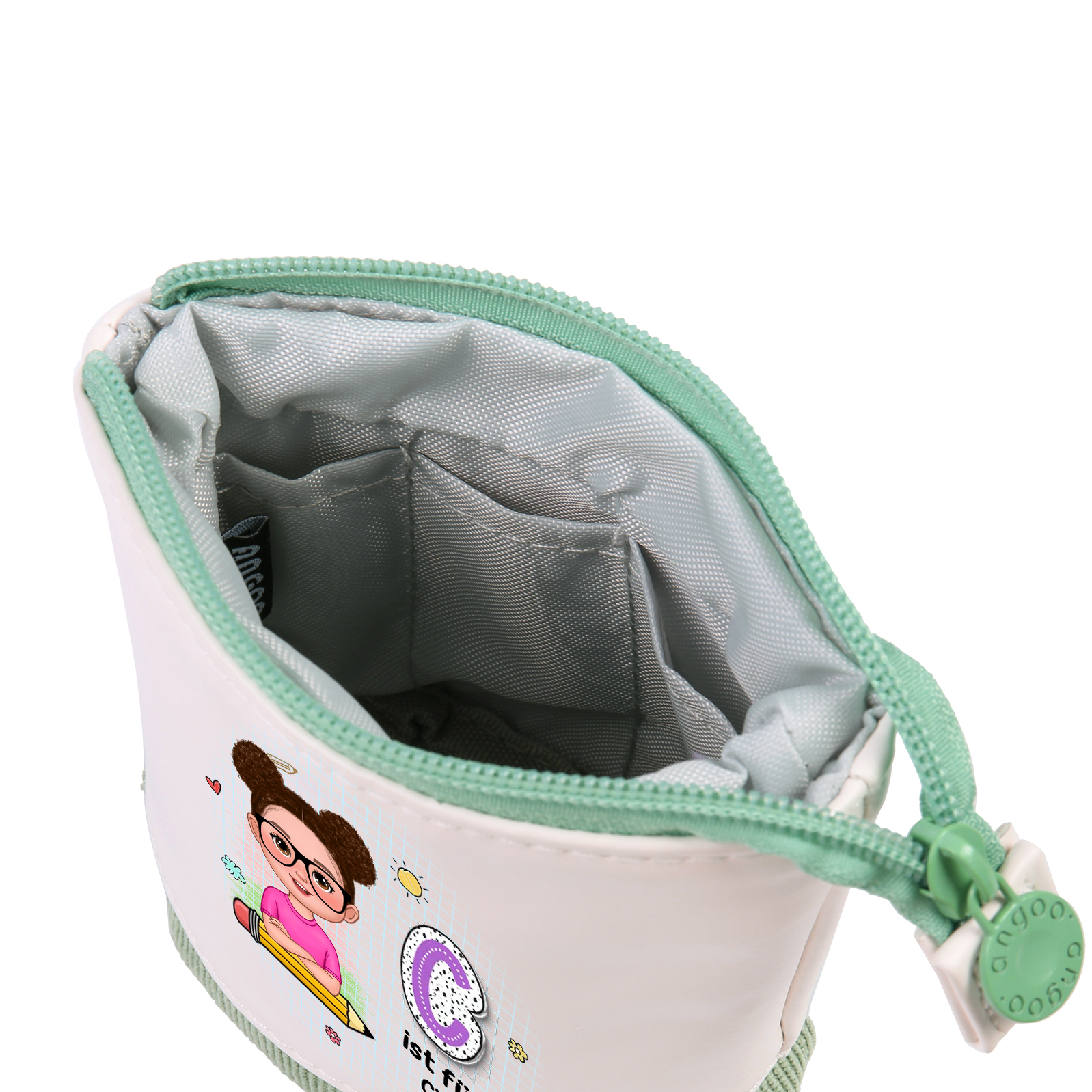 Personalisierter Name in 4 Farben Leinwand PU-Leder Stifteetui Stifttasche für Mädchen