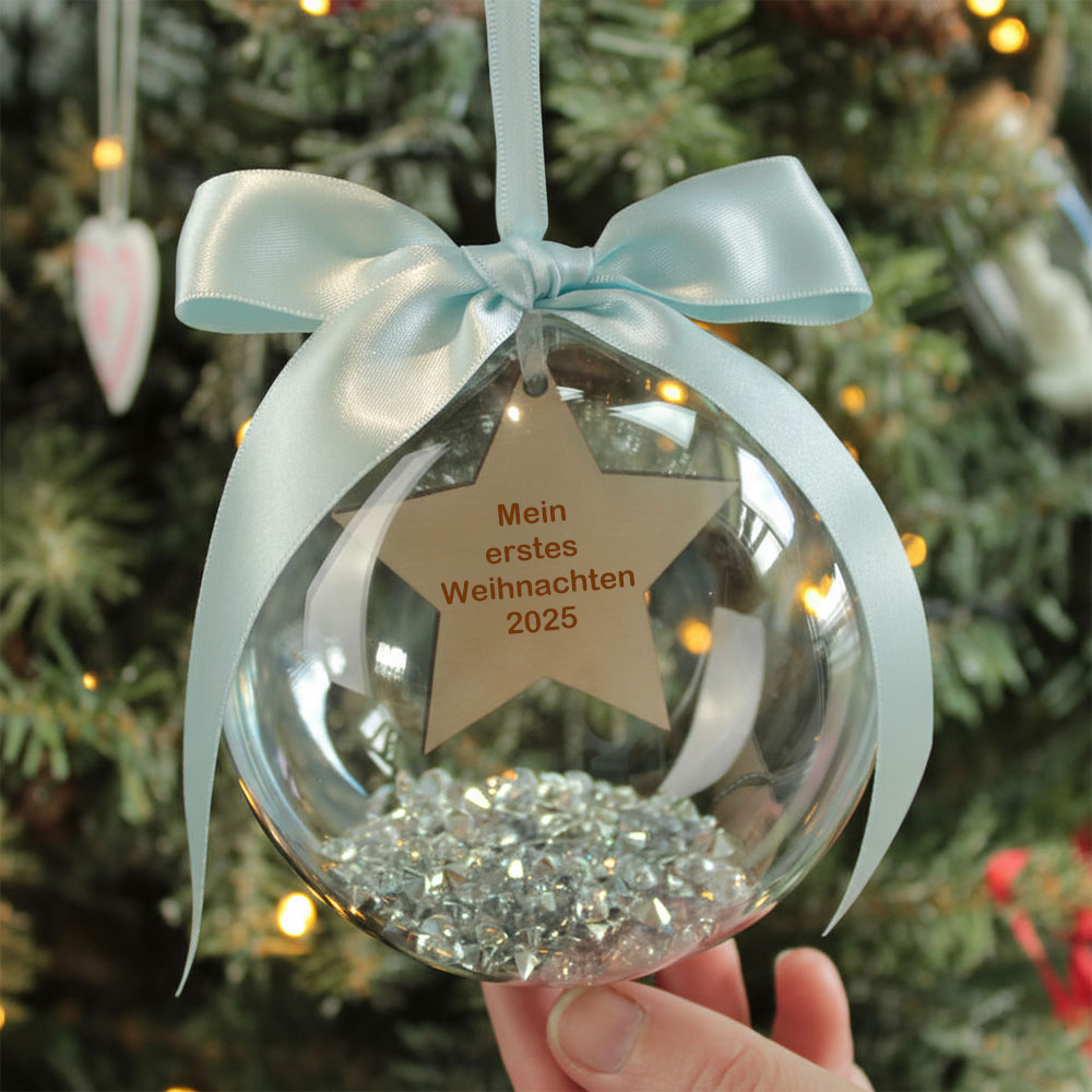 Personalisierter Band-Herz Weihnachtsanhänger – Weihnachtsschmuck mit eigenem Text, ideales Geschenk