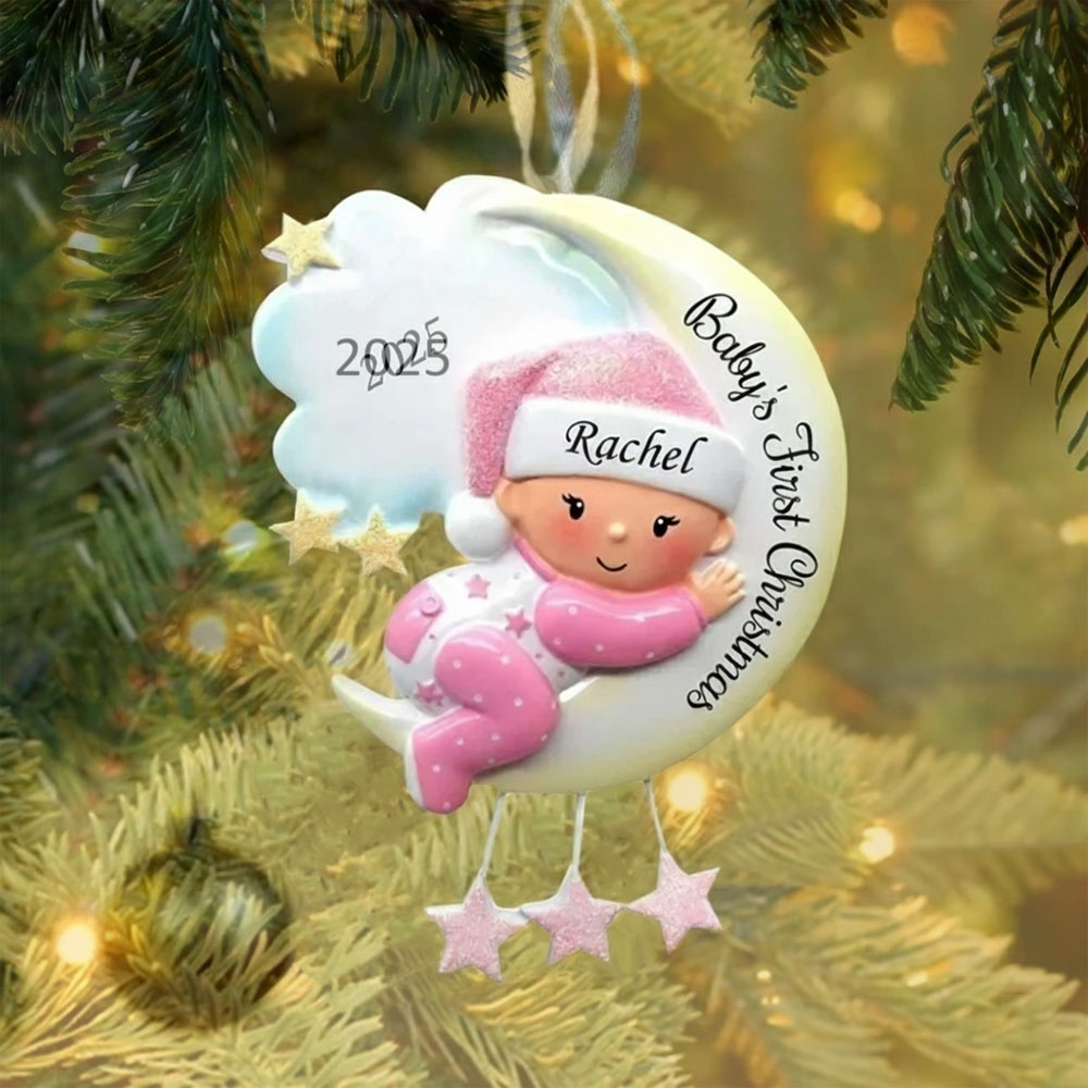 Holz Weihnachtsornament-Personalisierter Name & Text & Jahr Ball Baby Ornament