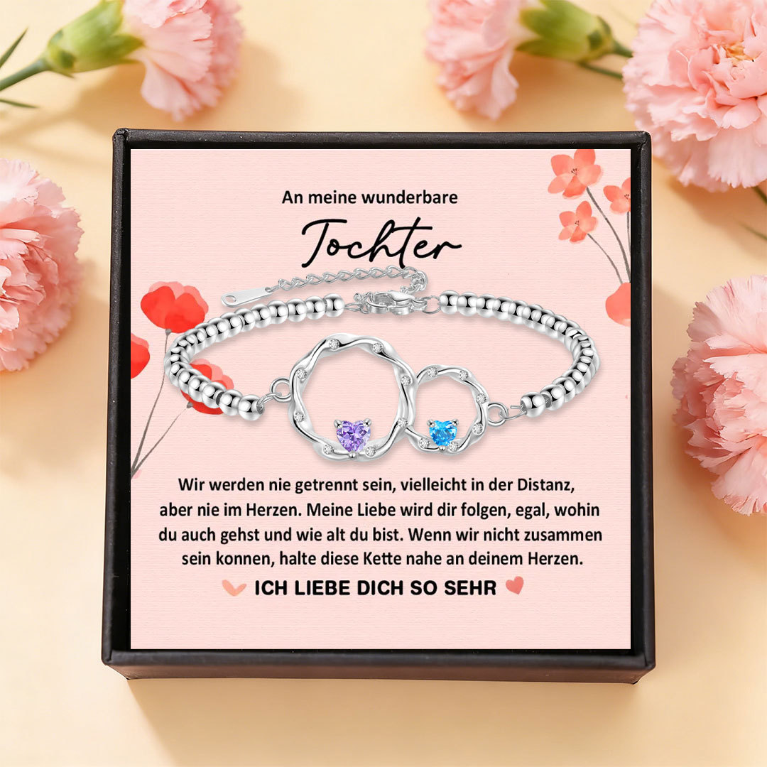 Personalisiertes Unendlichkeit-Herz-Armband-Set mit Geburtssteinen und Perlen für Frauen