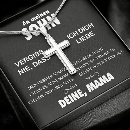 925 Sterling Silber An meine Sohn von Mama Kommunion Kreuz Halskette - Geschenk mit Nachrichtenkarte