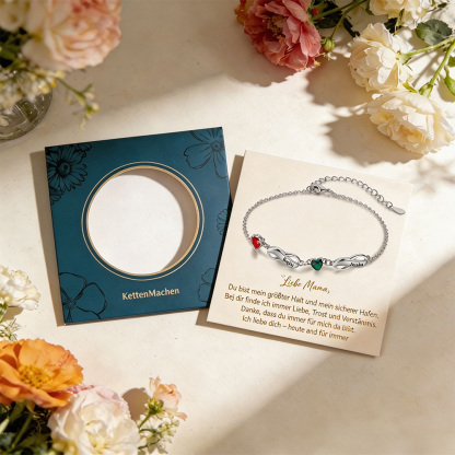 Personalisierte 1-7 Namen Infinity Armband mit 1-7 Geburtssteinen