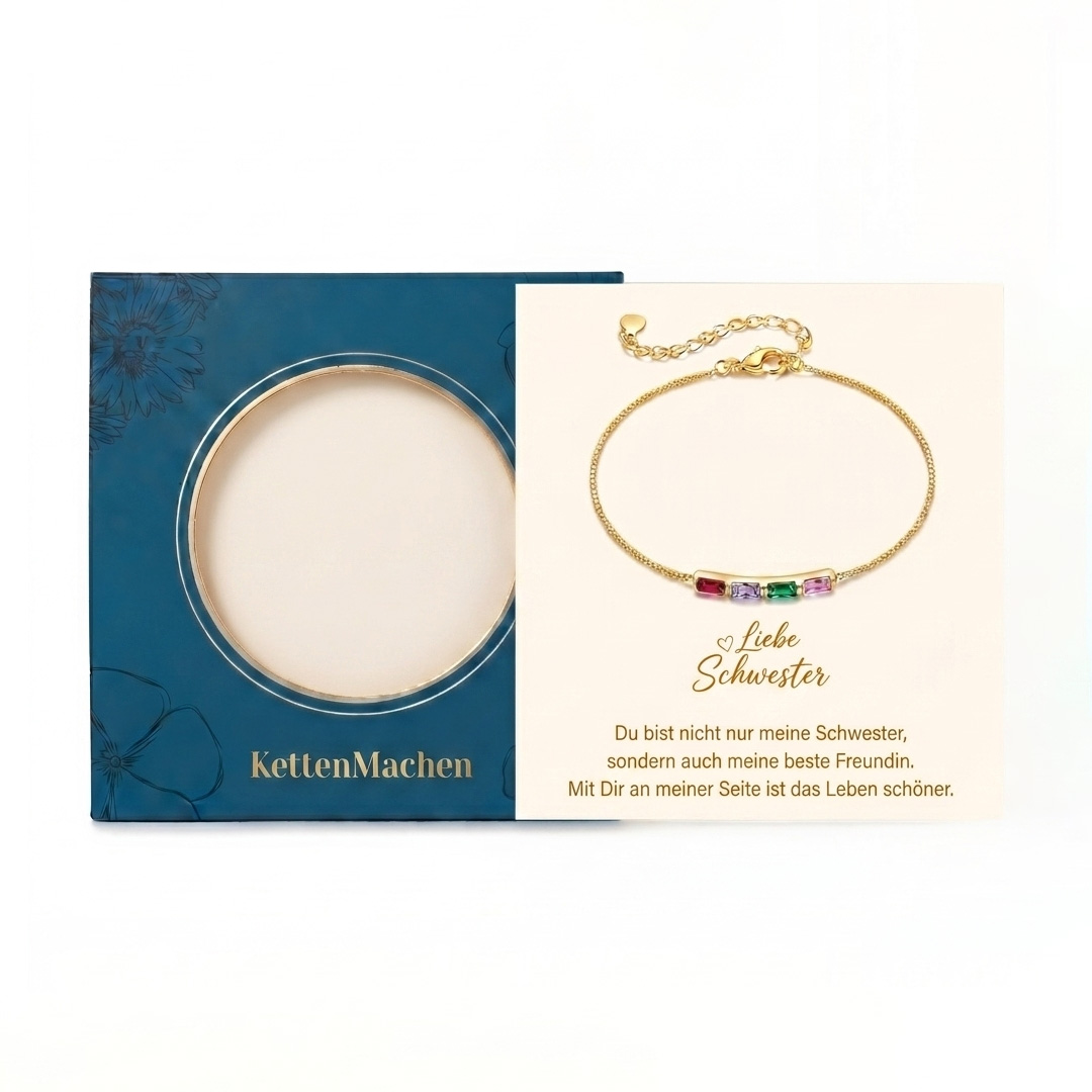 Personalisiertes Silberarmband aus 925 Sterling Silber mit 2 bis 6 Geburtssteinen Geschenk für Mama oder sie