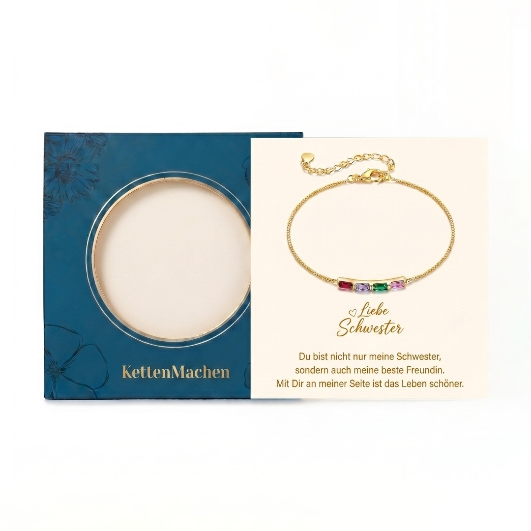 Personalisiertes Silberarmband aus 925 Sterling Silber mit 2 bis 6 Geburtssteinen Geschenk für Mama oder sie