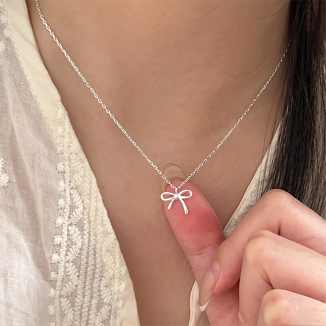 925 Sterling Silber Schleifen Halskette mit Grußkarte & Box – An meine Tochter – Ein liebevolles Geschenk für Tochter