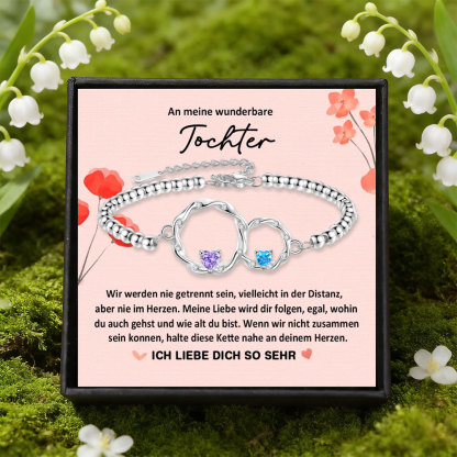 Personalisiertes Unendlichkeit-Herz-Armband-Set mit Geburtssteinen und Perlen für Frauen