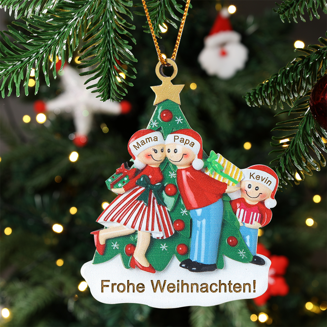 Personalisierte 2-5 Namen & Text Weihnachtsornament Weihnachtsbaum Holz-Anhänger für Familie