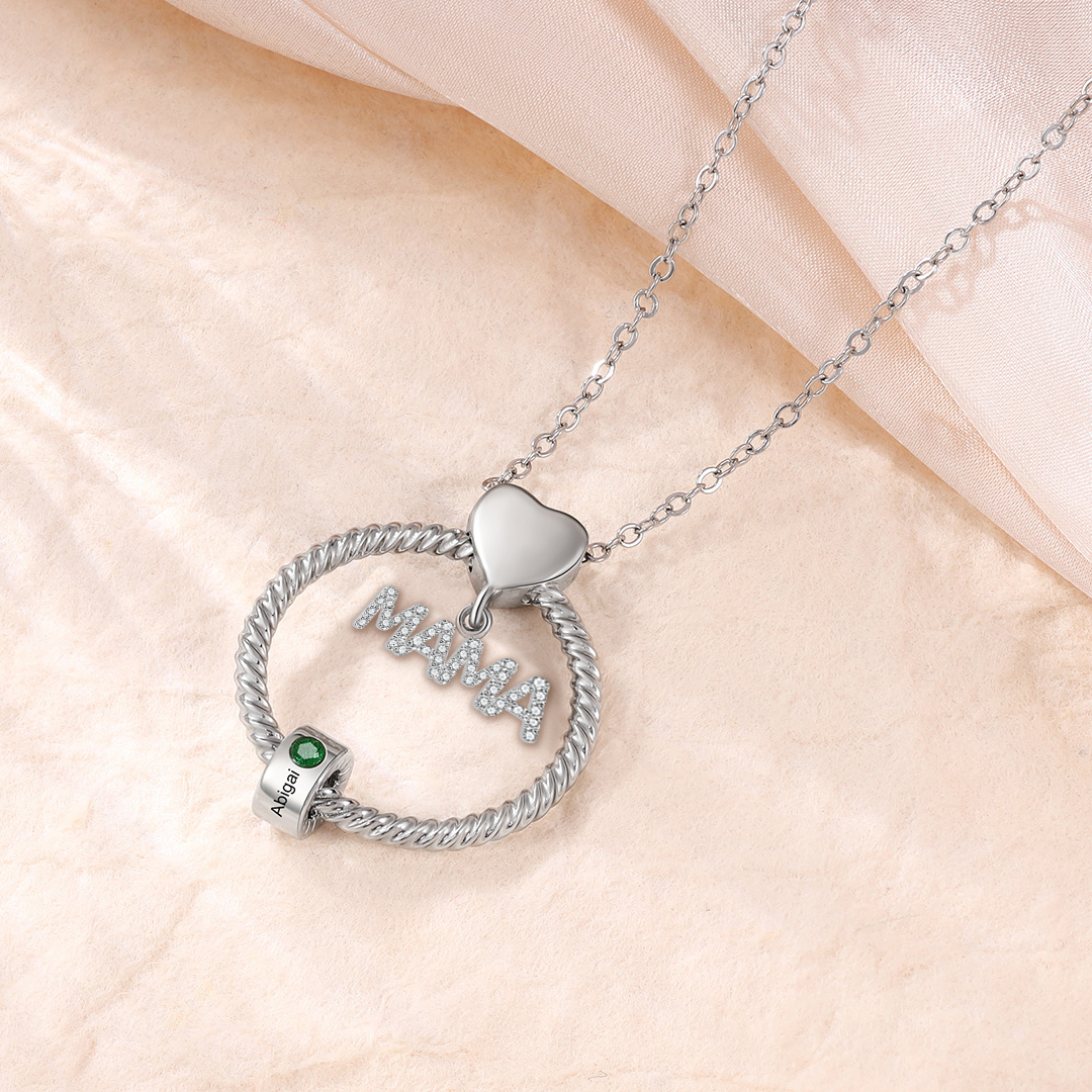 Personalisierter 1 Name Gravur "MAMA" Halskette mit 1 Geburtsstein-Warum ich dich liebe,Mama -Geschenk mit Nachrichtenkarte