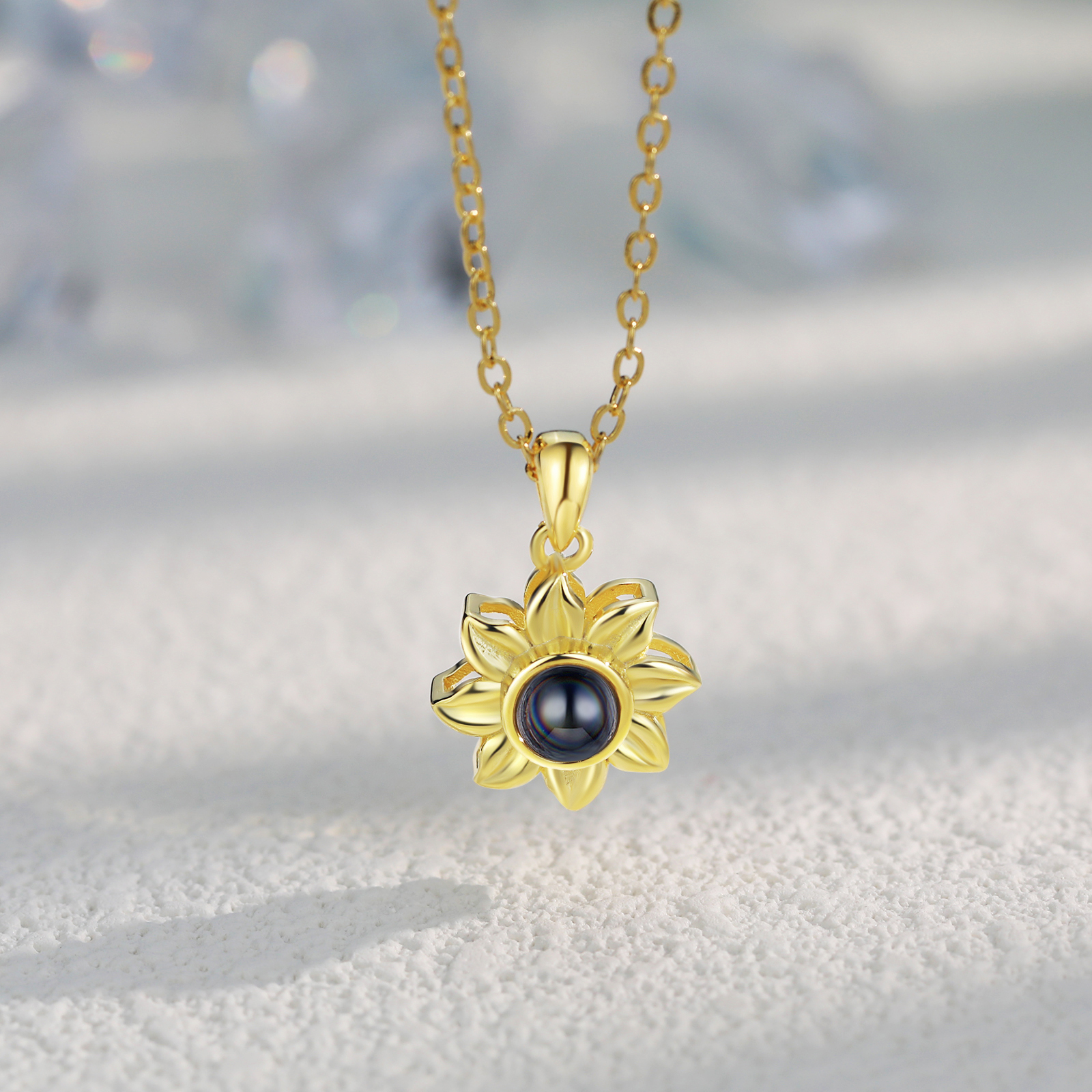 Personalisierte Foto Sonnenblume Projektion Halskette