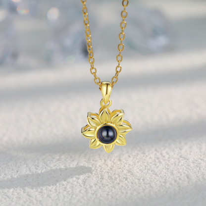 Personalisierte Foto Sonnenblume Projektion Halskette