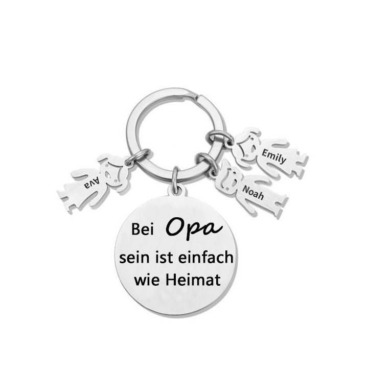 Gravur 3 Namen & Wunschtext Familie Schlüsselanhänger - Dieser Vater ( oder Mutter, Opa, Oma, usw. ) Gehört zu ...