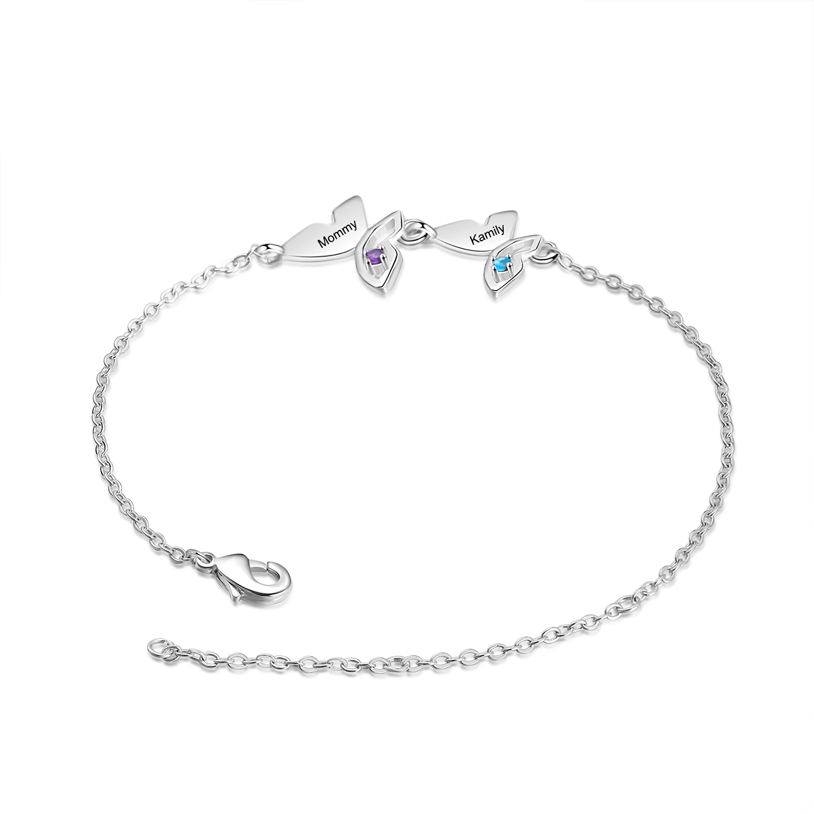 Personalisiertes Schmetterling-Armband mit 2–5 Namen und Geburtssteinen – Bedeutungsvolles Geschenk für Mama oder Freundin