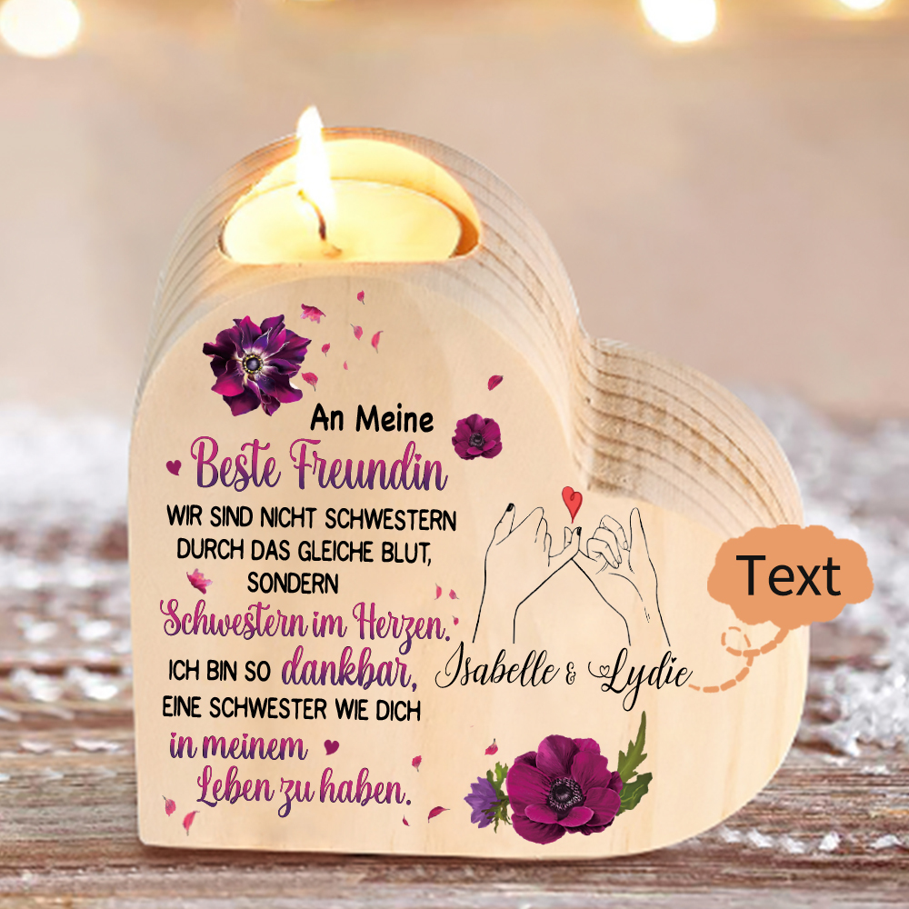 Personalisierter Text Herzform Kerzenhalter & Foto Schlüsselanhänger & Kerze & Karte & Box Freundschaft Geschenkbox Set für Beste Freundin