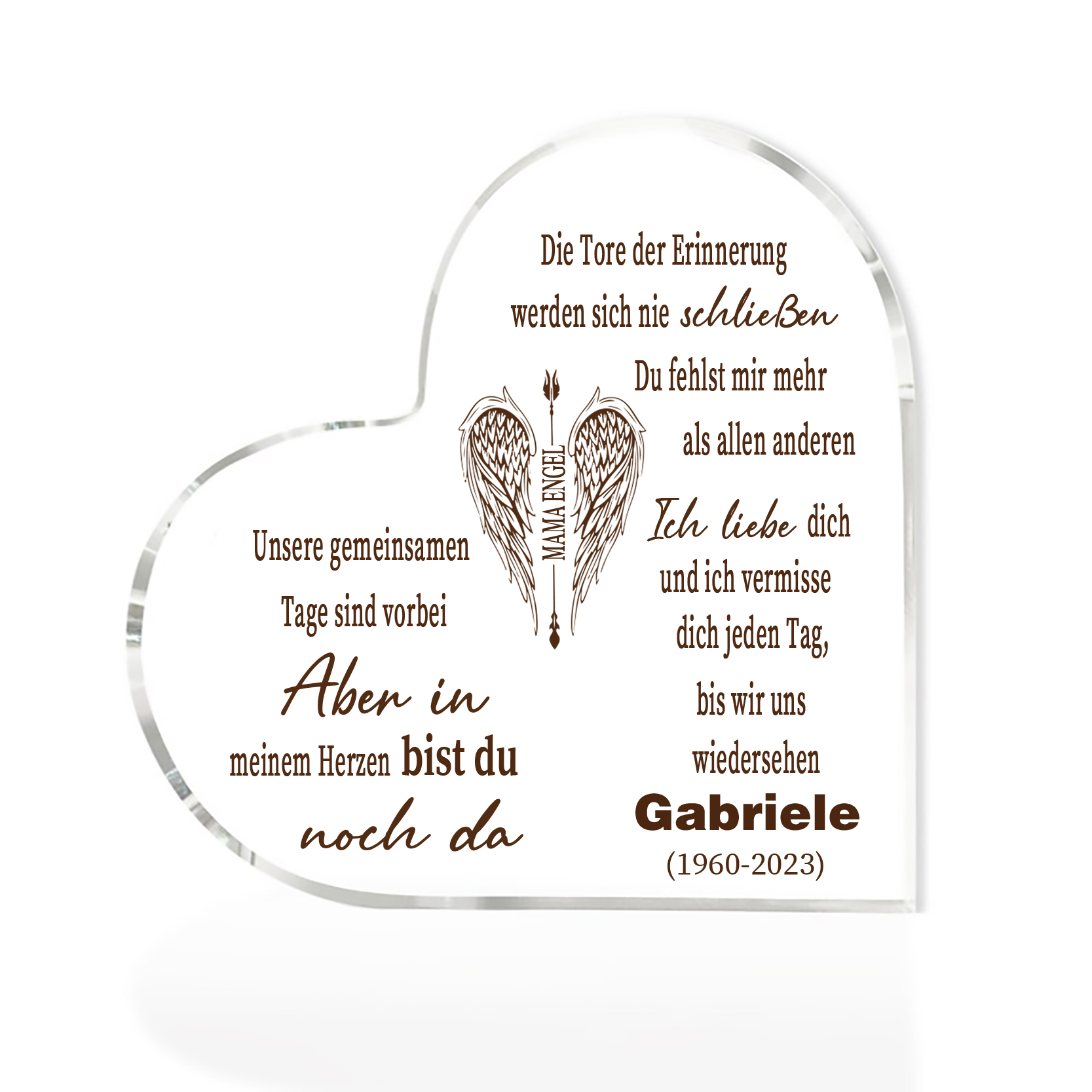 Personalisierter Name & Jahr Acryl-Deko-Ich liebe dich und ich vermisse dich jeden Tag-Trauer Schreibtischdekoration