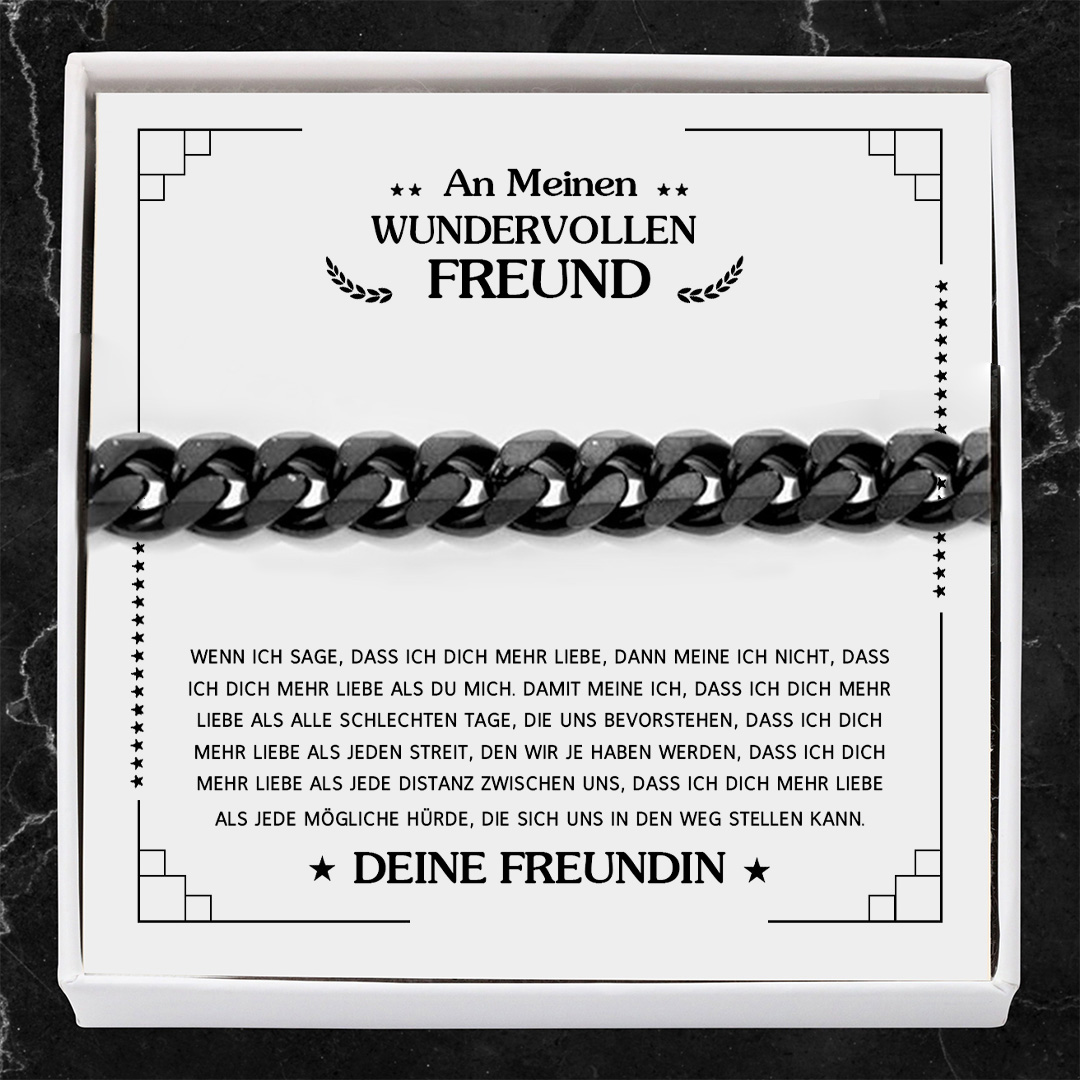 Herren Kubanisches Armband-An Meinen Wundervollen Freund-Geschenk mit Nachrichtenkarte