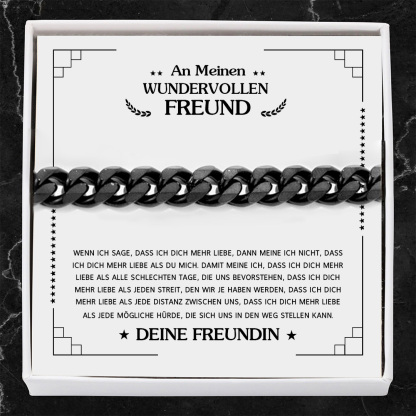Herren Kubanisches Armband-An Meinen Wundervollen Freund-Geschenk mit Nachrichtenkarte