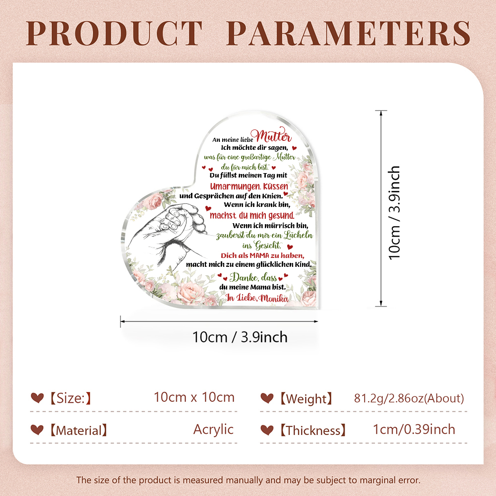Herz Acryl-Deko-Danke, dass du meine Mama bist-Schreibtischdekoration für Mutter